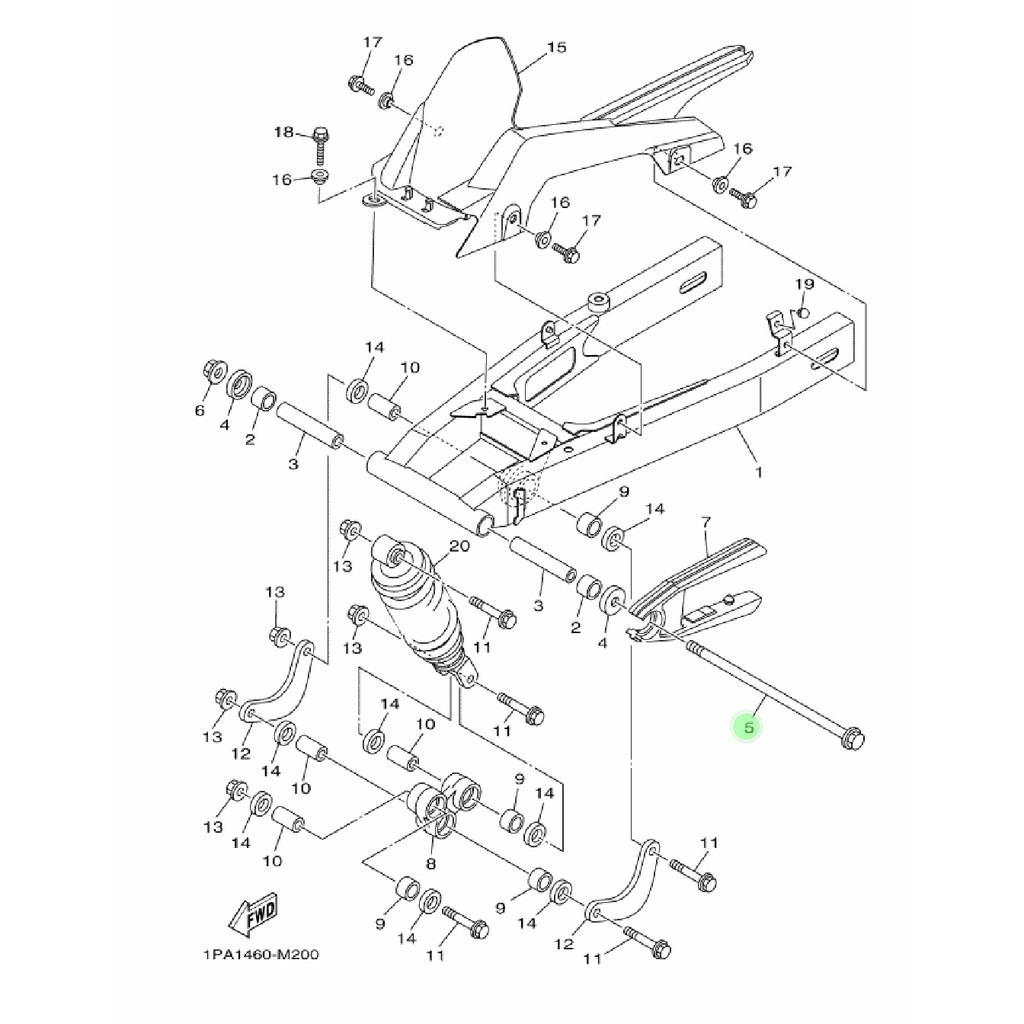 SHAFT PIVOT AS TENGAH SWING ARM FORK SASIS  VIXION NEW LED BK8 NVL NVA ADVANCE ORIGINAL YGP 1PA-F2141-00