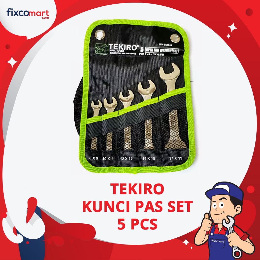 Tekiro Kunci Pas Set 5 Pcs (8-19 Mm) / Tekiro Open End Wrench Set