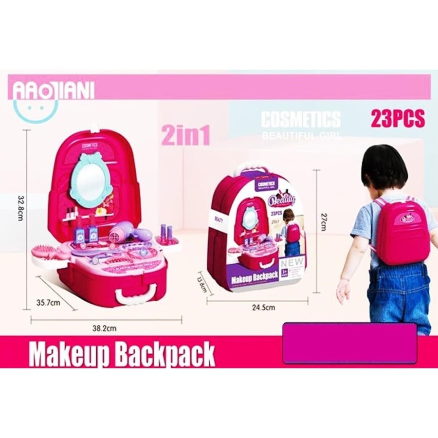 mwn.toys Mainan Make up Backpack Cosmetic Beautiful Girl 2in1 23 pcs No.688-83A