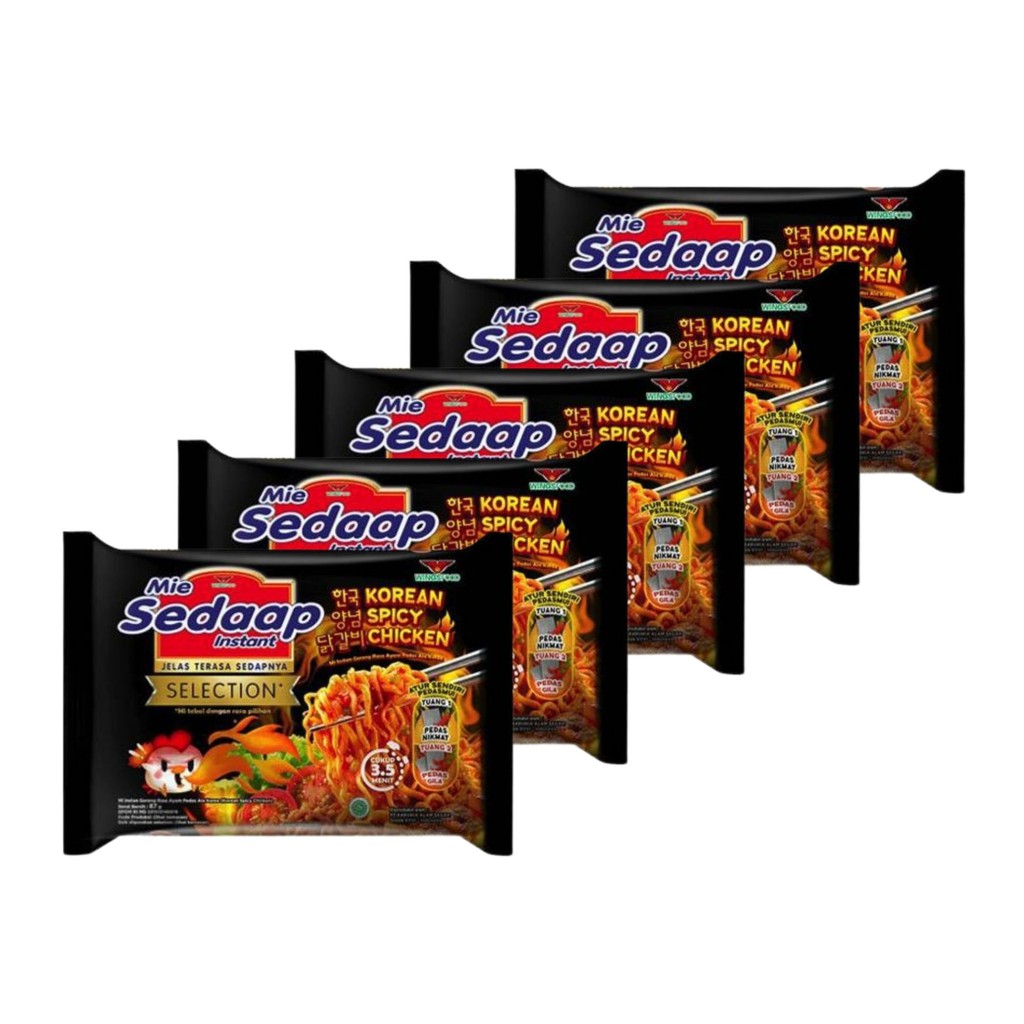 

5PCS Sedaap Korean Goreng Korean Spicy Chicken Mie Instan Goreng Pedas - 5pcs x 87gr