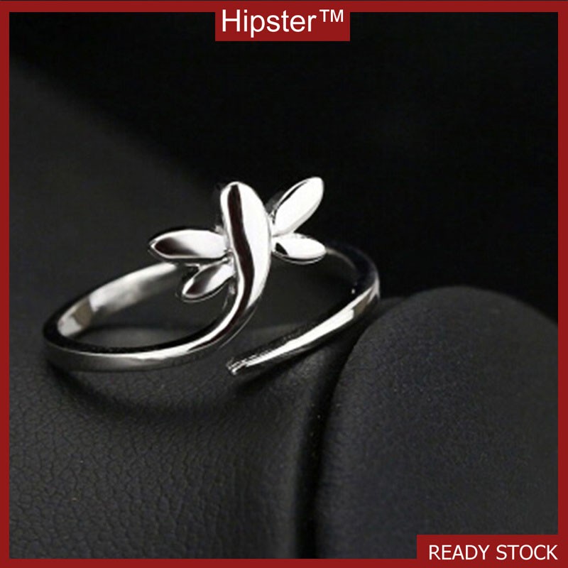 Hot Sale Simple and Fresh Personalized White Gold Color Dragonfly Ring for Women