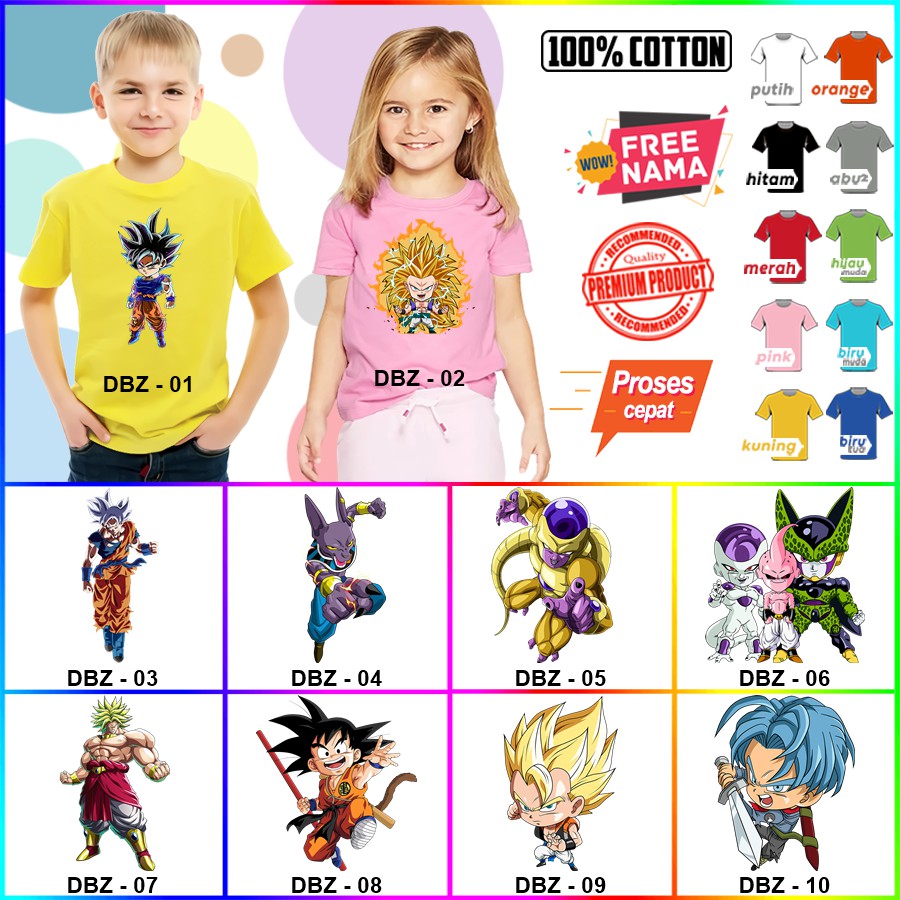 Baju Kaos ANAK DAN DEWASA DRAGON BALL COUPLE (FREE NAMA)