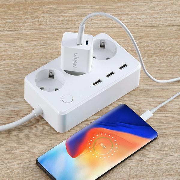 Vivan Power 25 Dual Port Power Adapter PD Charger Apple iPhone Android