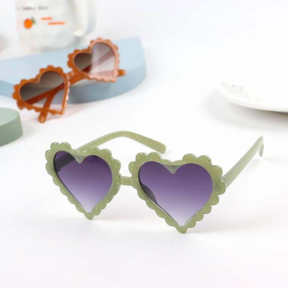 Mxbeauty Kacamata Hitam Anak-Anak Lucu Luar Ruangan Kacamata Matahari Anti-UV Pelindung Mata Peach Hati Heart Shaped Children Sunglasses