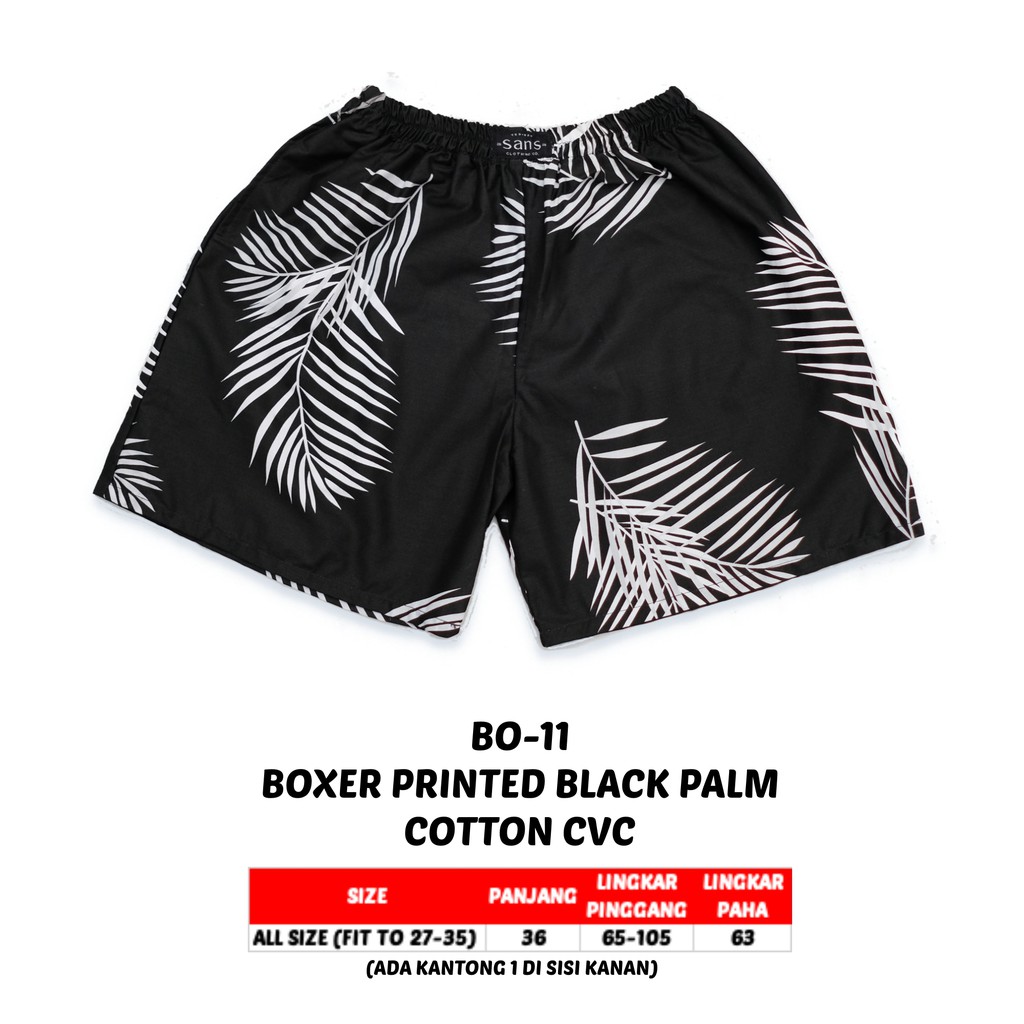 Celana Boxer Unisex Motif Black Palm Cowok Cewek BO-11