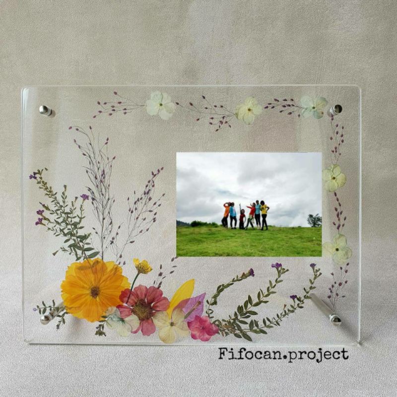 Floating Flower Frame Akrilik Acrylic Frame Bingkai Foto Bunga Kering