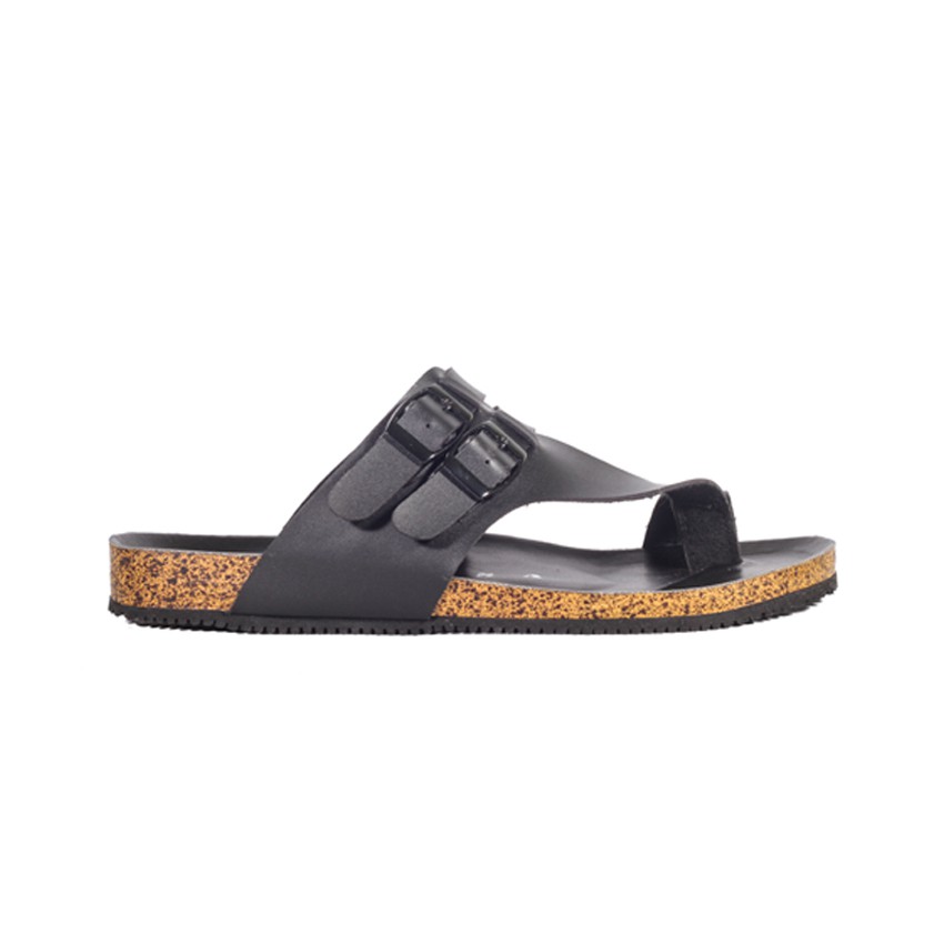 Alfaro Full Black | Sendal Jepit Tali Kulit Simpel Kayu Pria Cowok Sandal Footwear | FORIND x Zensa