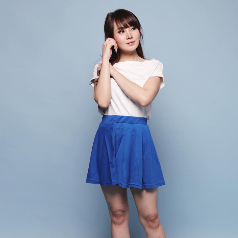 HYERIES Rok Korea Flare Mini Skirt A line / Rok Pendek Polos / Rok Scuba / Short Skirt