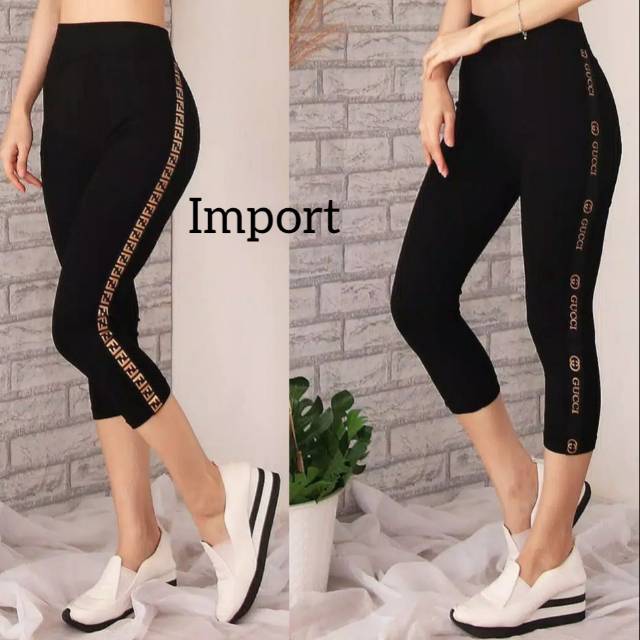 NEW LEGGING IMPORT MURAH 7/8 LIST JAHIT COKLAT