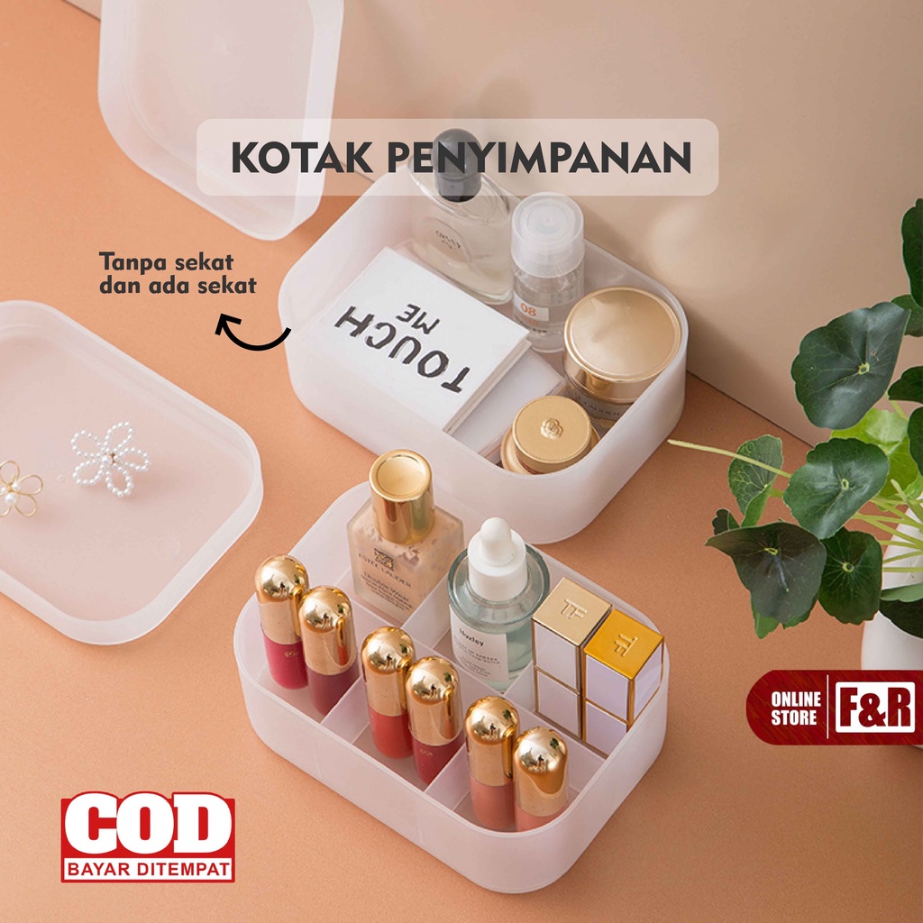 Organizer Box Serbaguna Tempat Kotak Penyimpanan Wadah Kosmetik Skincare Sekat dan Polos Portable Bahan PP