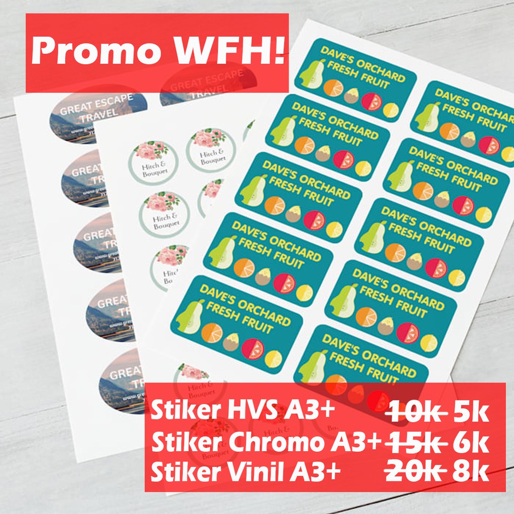 

Promo Cetak Stiker digital / laser a3+