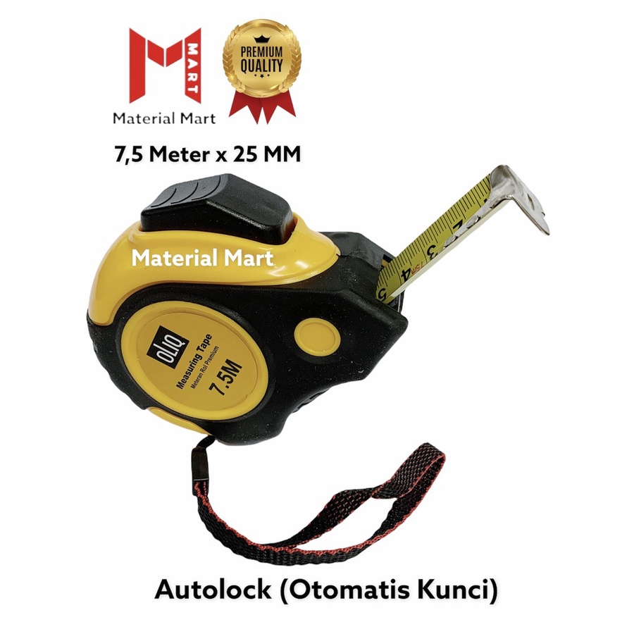 Meteran 7.5 Meter Autolock | Alat Ukur 7,5 M Otomatis | Pengukur Dimensi | Material Mart