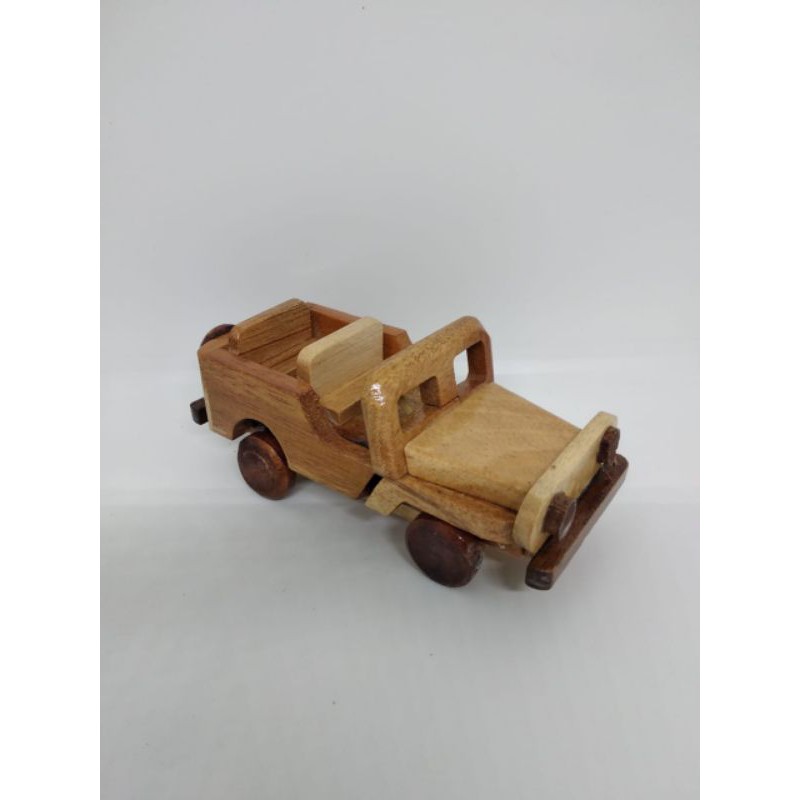 miniatur jeep Willys mobil kayu