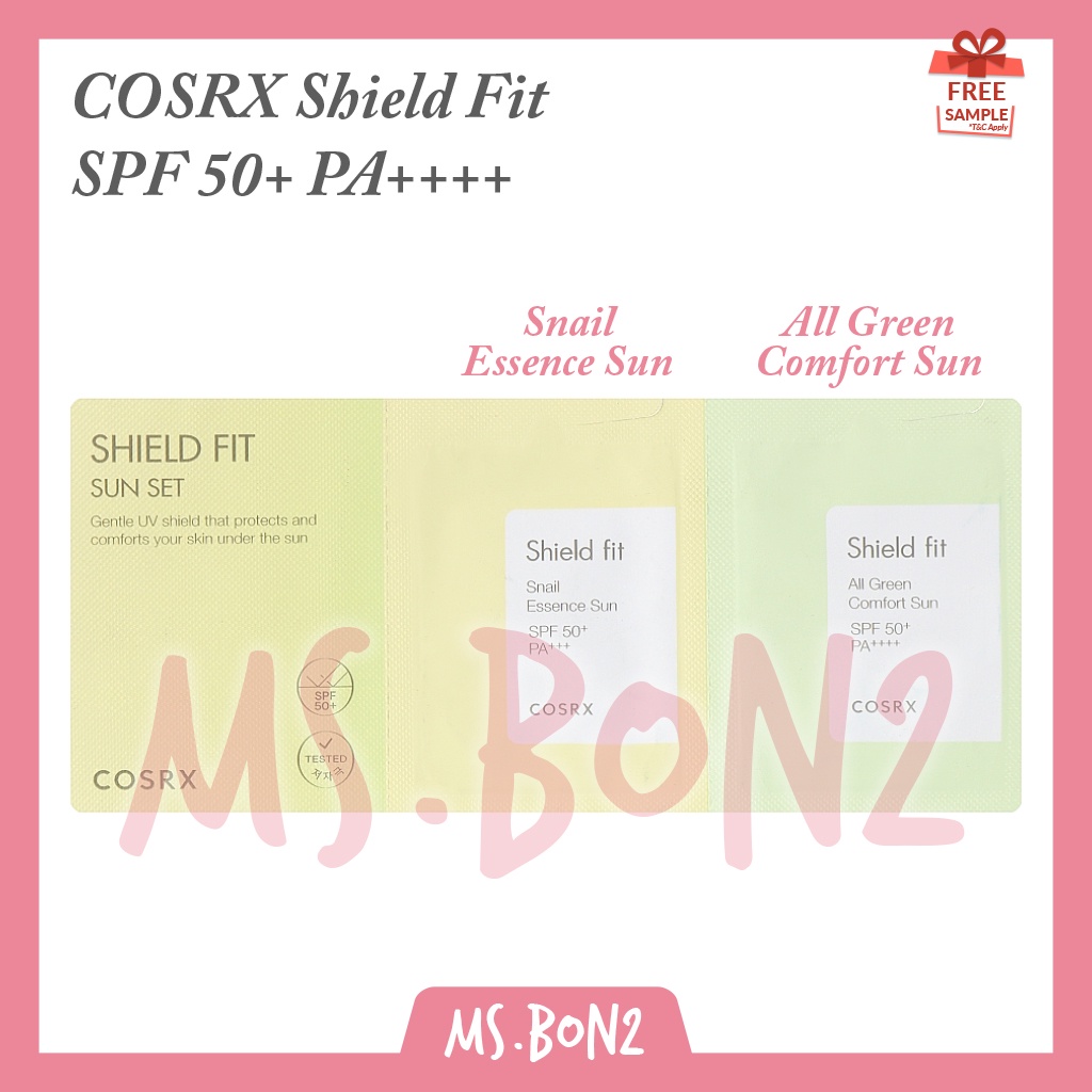 COSRX Shield Fit Sun Set Isi 2 Snail Essence Sun All Green Comfort Sun SPF 50+ PA++++ Sample Sachet 