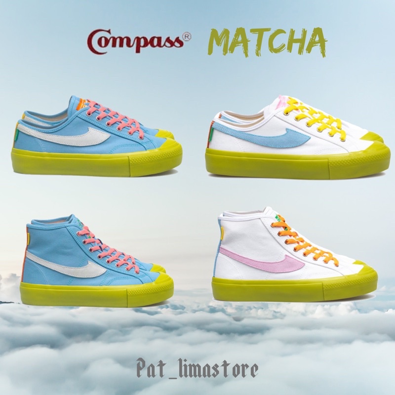 Compass Matcha Blue & White Low / Hi BNIB 100% Original