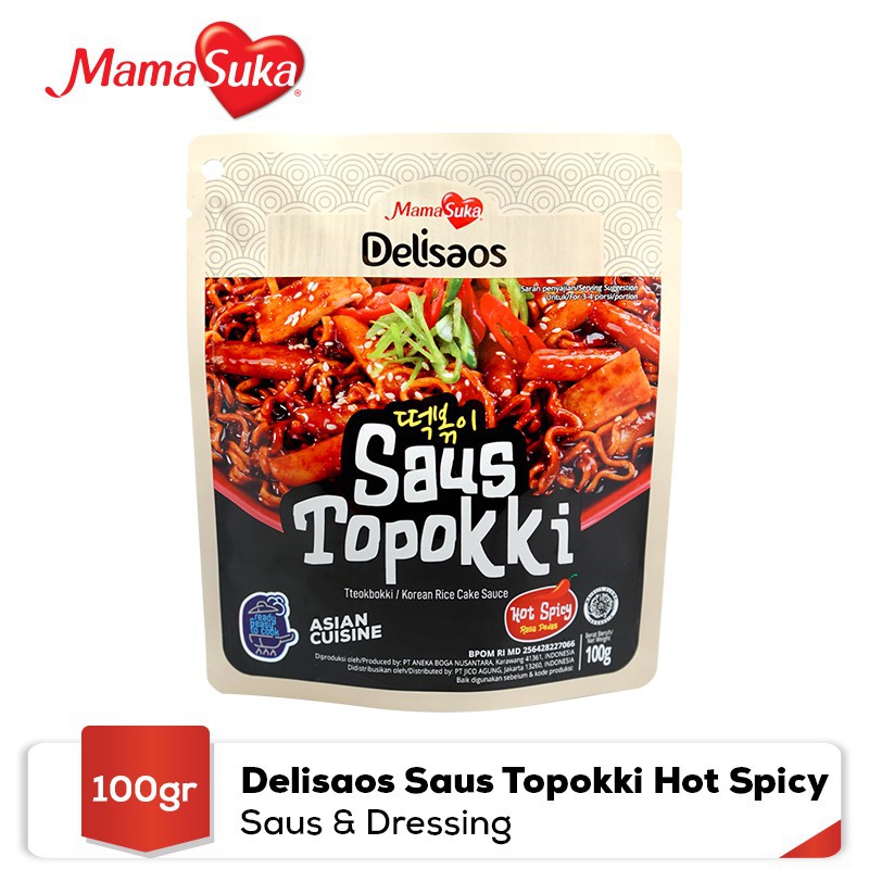 

Saus Topokki Hot Spicy Delisaos Mama Suka 100gr / Saos Topokki Halal