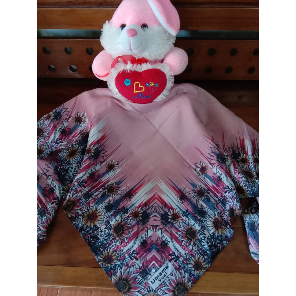 HIJAB UMAMA VOAL PRINT MOTIF SEGI EMPAT  D20 Soft Pink