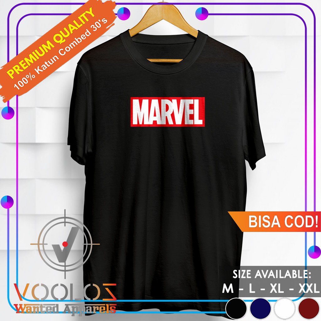 Kaos Superhero Marvel Baju Distro Pria Branded Original Tshirt Cowok Keren Kekinian Marvel