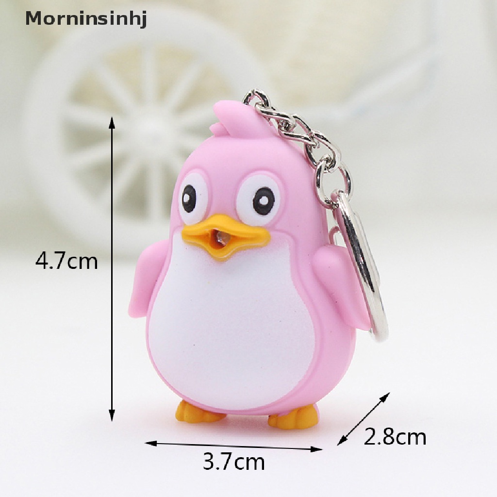 Mornin Cute Pinguin Keyring LED Torch Dengan Lampu Suara Keyfob Fun Animal Keyholder id