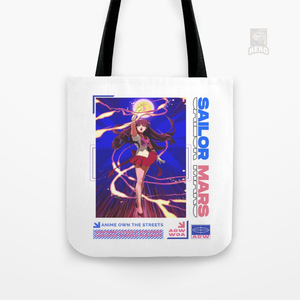 Tote Bag Kanvas Print on white Anime Sailor Mars Vintage