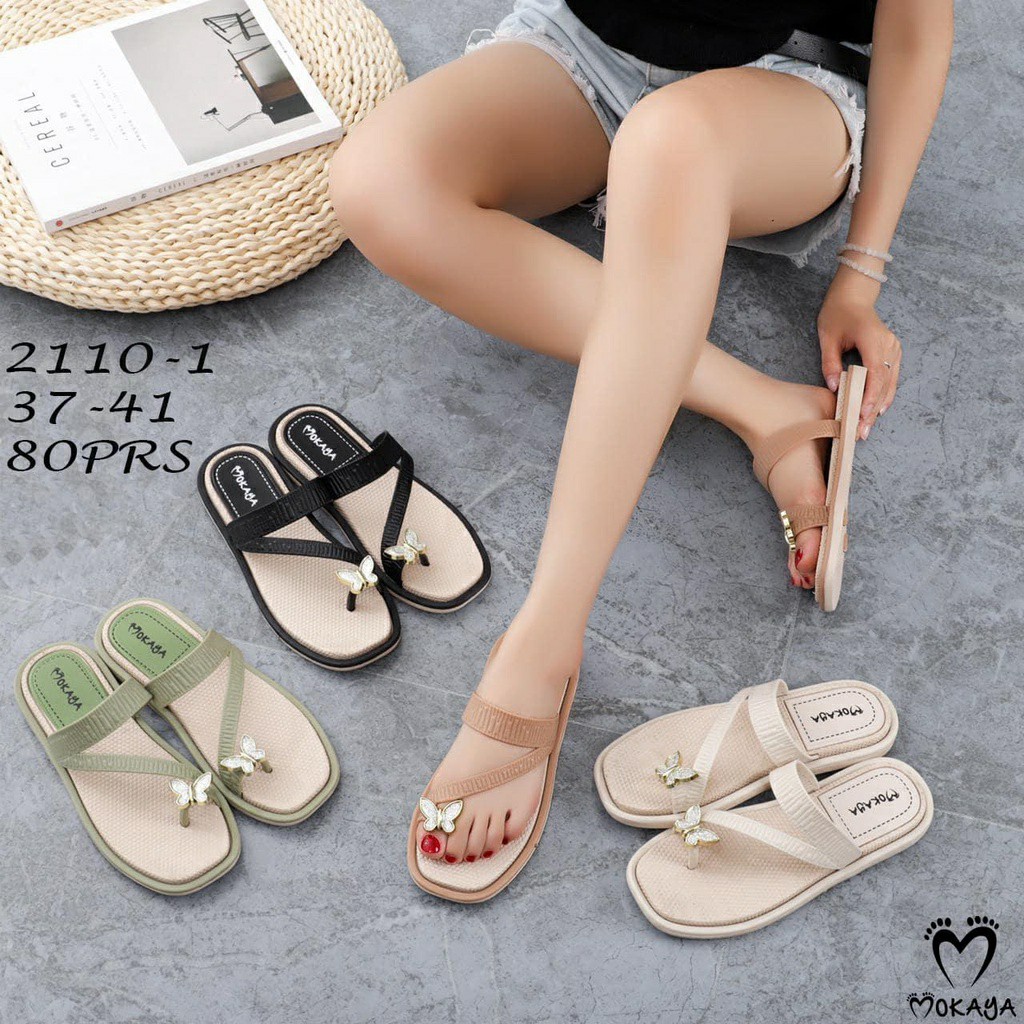Sandal Jepit Wanita Slip Jempol Mainan Kupu Kecil Cantik Lucu Import Mokaya / Size 37-41(2110-1)
