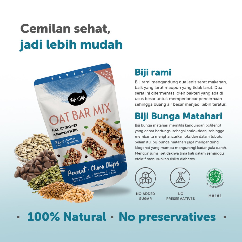 

A Chia Oat Bar Peanut Choco - Healthy Organic Granola Celan Diet Sehat