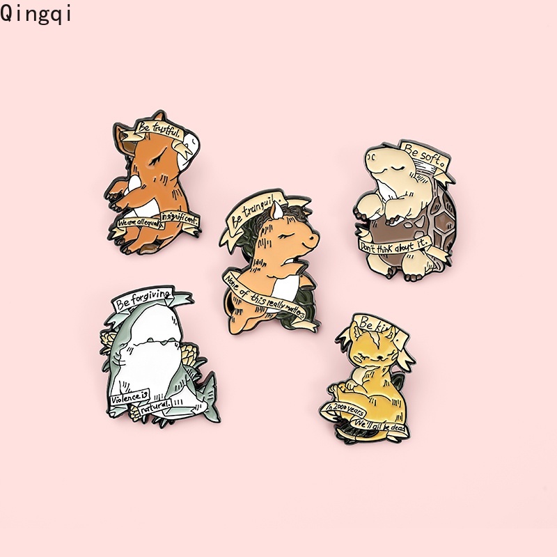 Bros Pin Enamel Desain Kartun Hewan Ikan Paus Penyu Kucing Untuk Anak