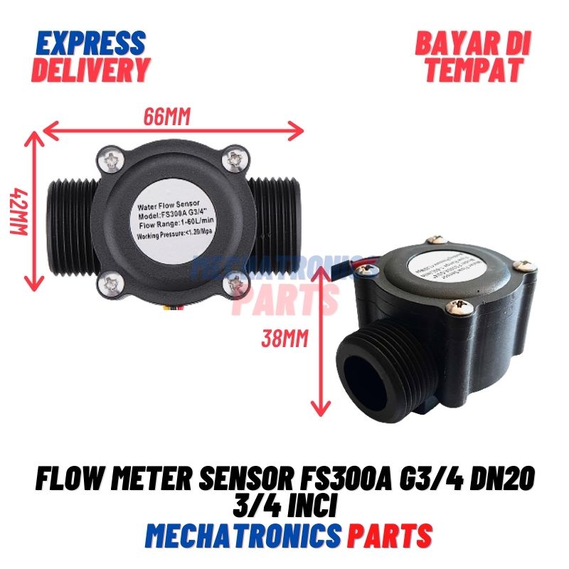 [SEN-9030] FLOW METER SENSOR FS300a G3/4 DN20 3/4 INCI