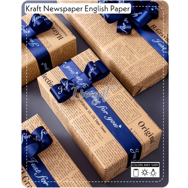 ( 5 Lembar ) KRAFT NEWSPAPER ENGLISH PAPER - KERTAS KADO VINTAGE KORAN MAGAZINE - FLOWER WRAPPING PAPER / KERTAS BUNGA - FLORIST CLASSIC