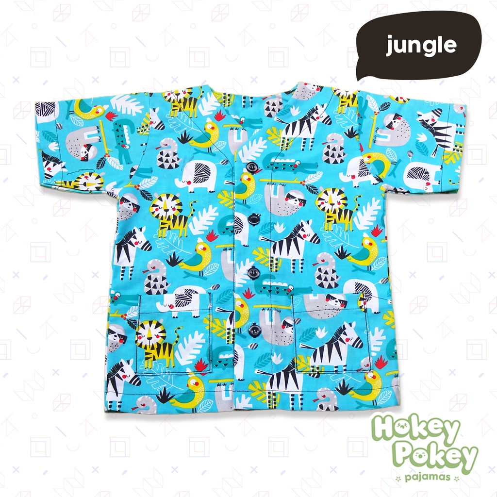 Setelan Baju Tidur Piyama Anak Tanpa Kerah Motif Jungle