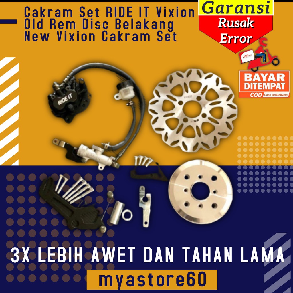 Cakram Set RIDE IT Vixion Old Rem Disc Belakang Yamaha New Vixion Cakram Set Aksesoris Motor