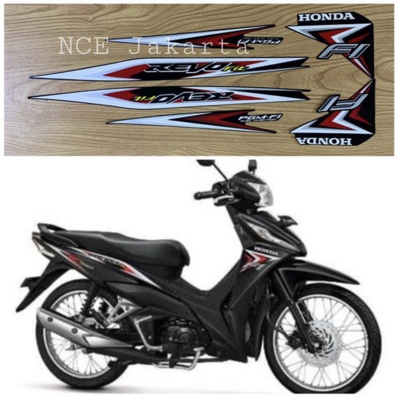 STIKER STRIPING MOTOR REVO FIT FI 2015 HITAM LIS MERAH