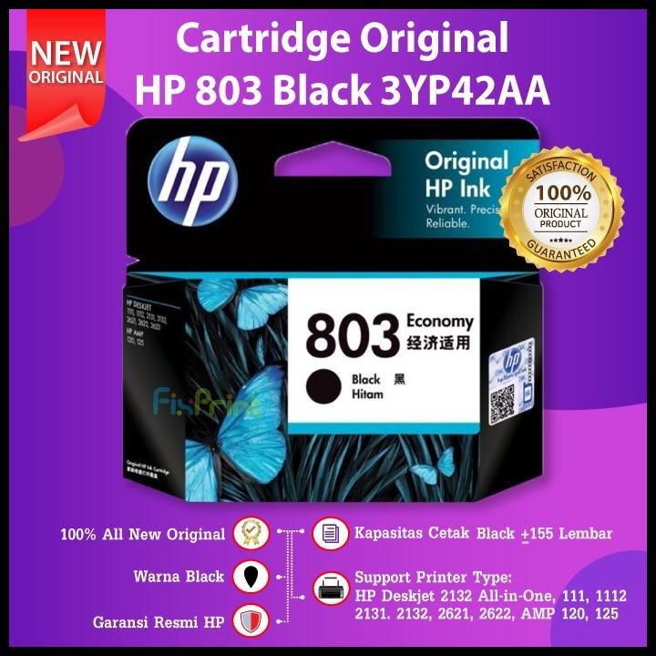 Hp 803 Black Economy 3Yp42Aa Cartridge Tinta Printer 1112 2132 2622