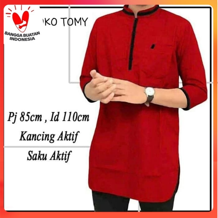 [KOKO TOMY MERAH BATA SC] Koko pria katun merah bata