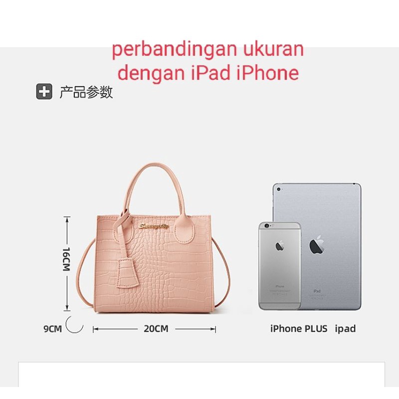 Tas Selempang Korea Wanita Motif Kulit Buaya Woman Bag Bahu Fashion Import Asli A64