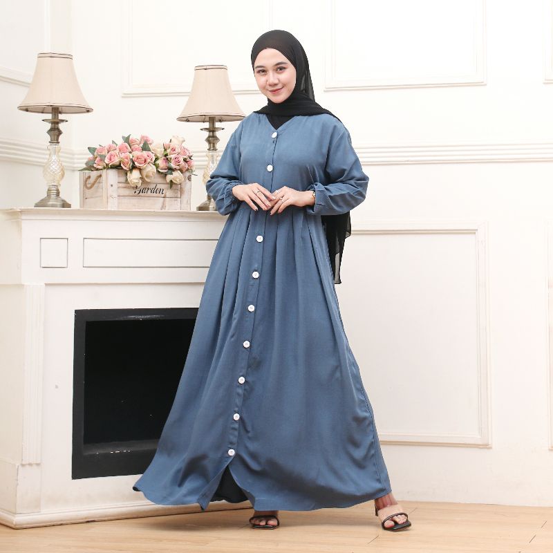 BAJU GAMIS RAYON POLOS TERBARU MODEL KEKINIAN FULL KANCING