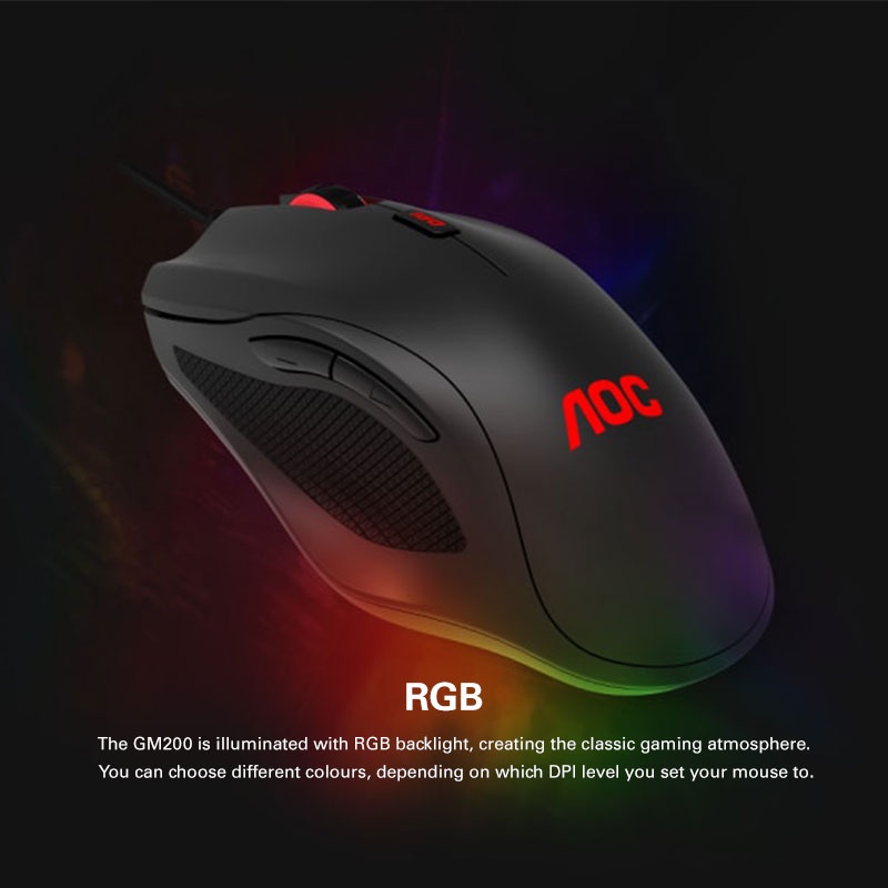 AOC GM200 Gaming mouse with Pixart 3519 sensor and RGB lights effects