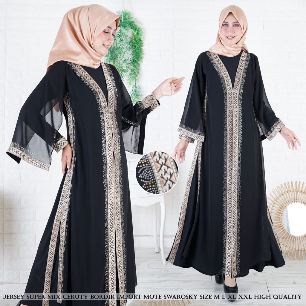  GAMIS ABAYA HITAM  TURKY 1057 JERSUP MIC CERUTY ABAYA  