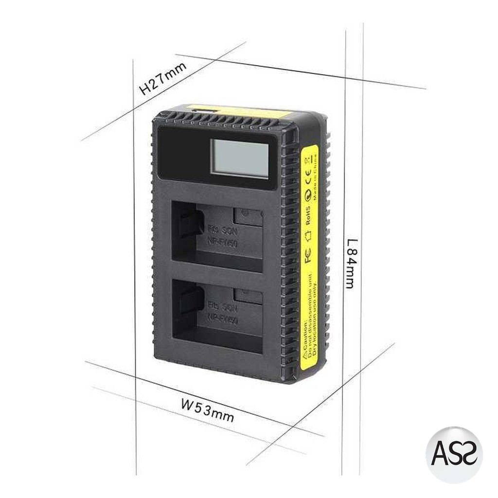 ASS Shop - SEIWEI Charger Baterai Kamera 2 Slot untuk SONY NP-FW50 - LCD2-NPFW50