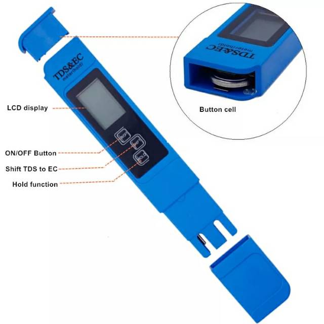 Tds Ec MeterSuhu TesterPena 3 In1 Konduktivitas Alat Ukur Kualitas Air Tds &amp; EC Tester 0-9990ppm 15%