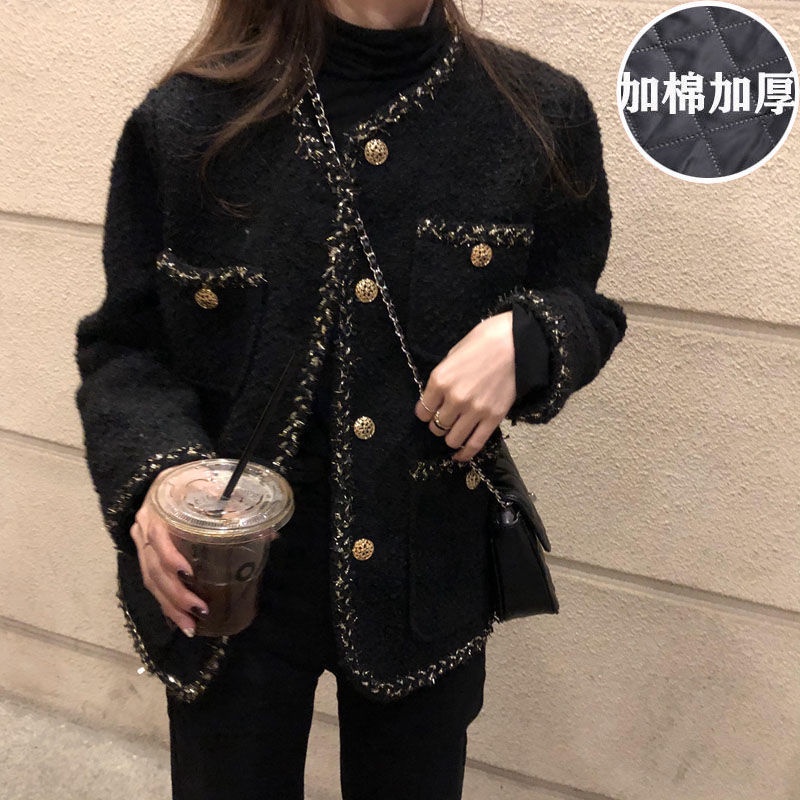 jaket korean style wanita [48 hours delivery] mix gold silk tweed meeting small jacket women loose c