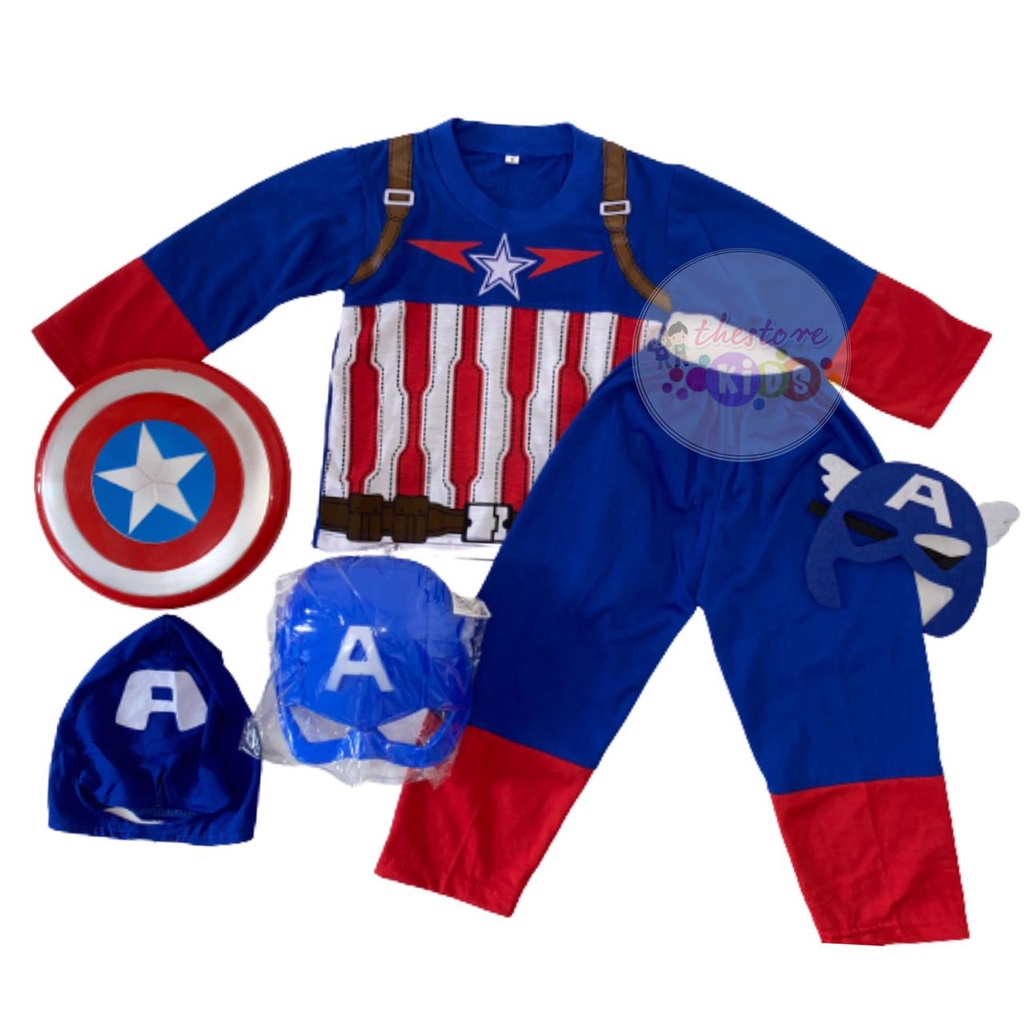 kostum superhero kapten amerika  /baju kostum anak laki-laki paket combo