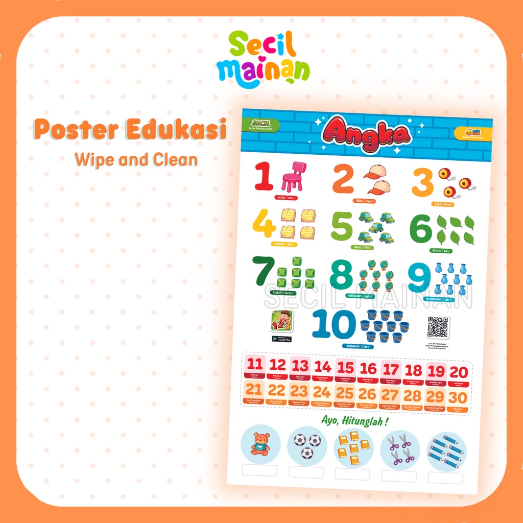 Jual Poster Mengenal Angka 1 Sampai 50 Bilingual 2 Bahasa - Poster ...