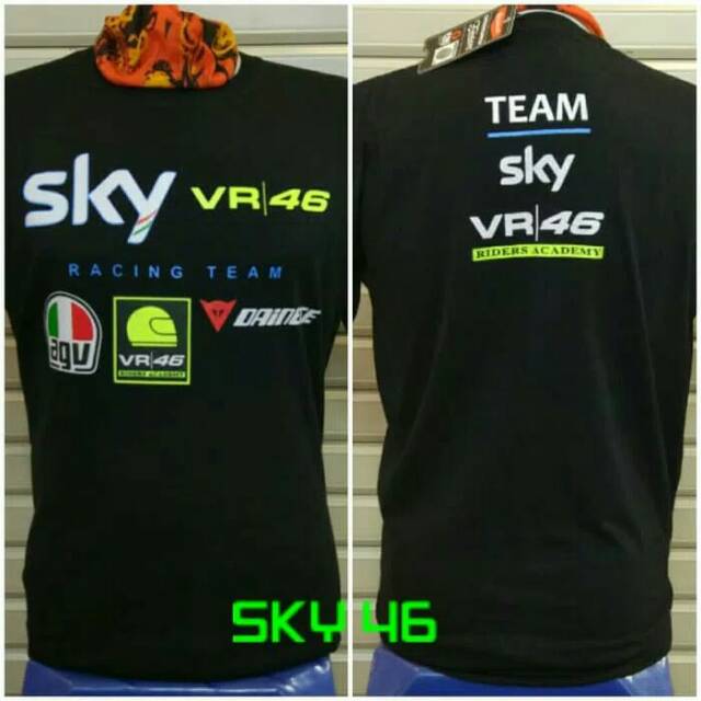 baju kaos gaul tulisan unik motogp rossi sky 46 original spandex pria
