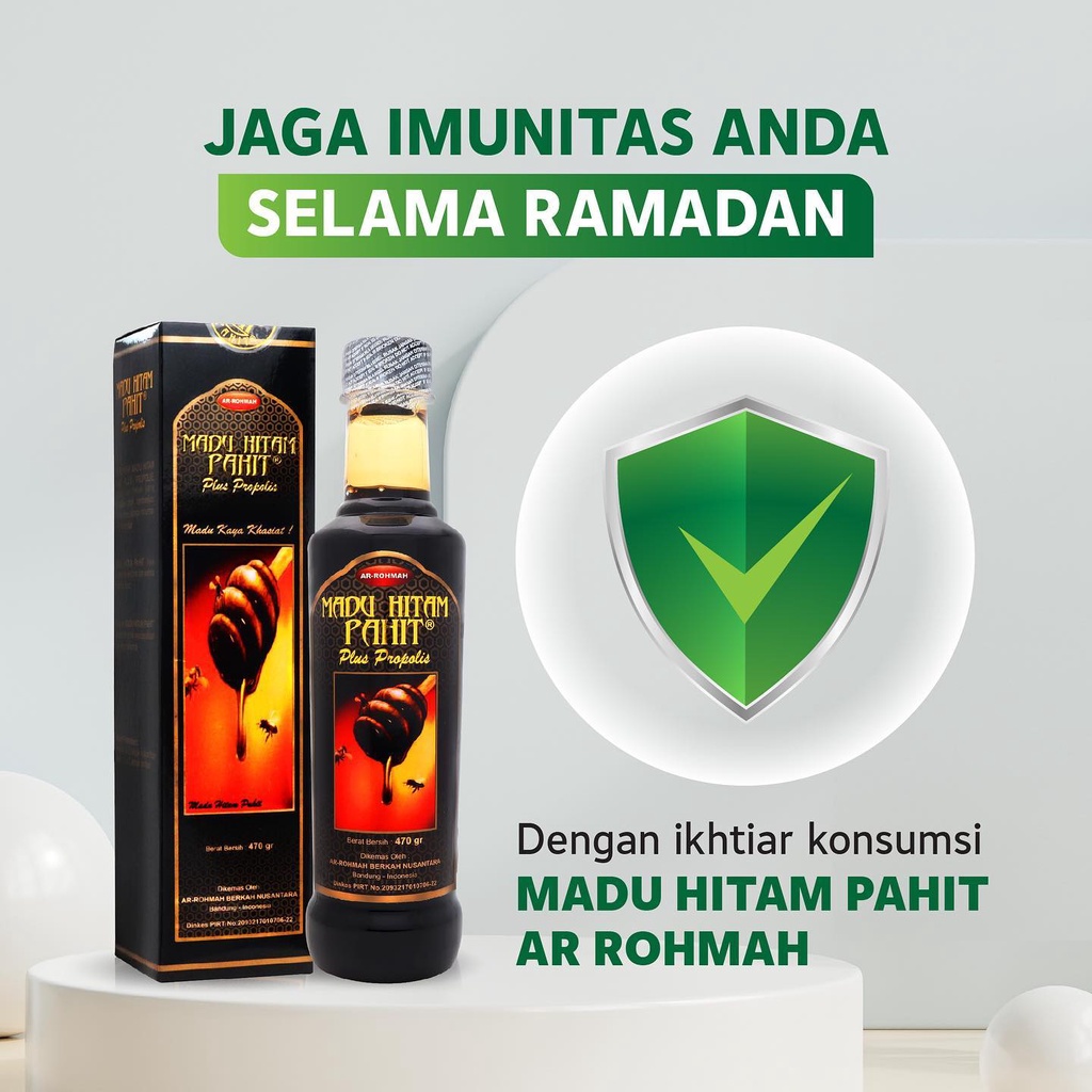 Ar Rohmah Madu Hitam Pahit Plus Propolis Asli 470gr