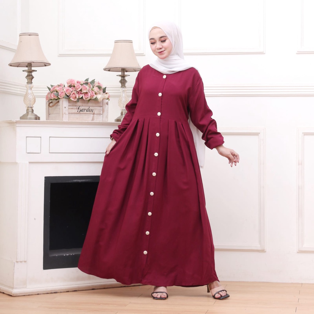 GAMIS NIDIA FULL KANCING | GAMIS RAYON MAXI POLOS TALI PINGGANG ALLSIZE FIT TO XL | GAMIS RAYON POLOS FASHION MUSLIM WANITA FULL KANCING | PAKAIAN SANTAI SYAR'I | GAMIS NIDIA | GAMIS BUSUI BUMIL