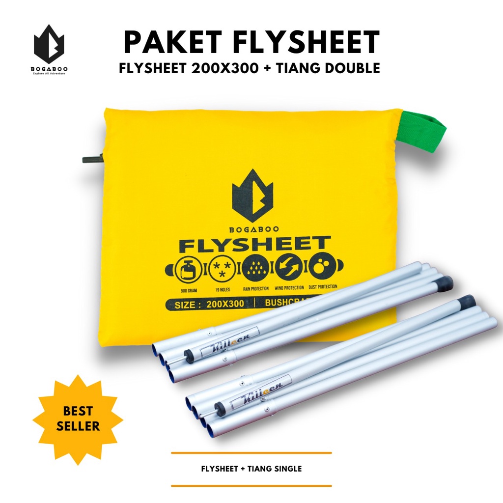 Bisa COD Paket Tiang Double Flysheet + Flysheet 2 X 3 - Econopack Pole