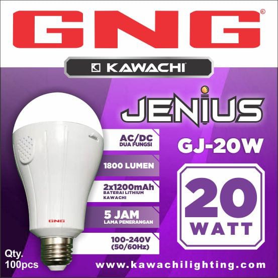 LAMPU LED JENIUS GNG EMERGENCY 2 BATERAI 20WATT