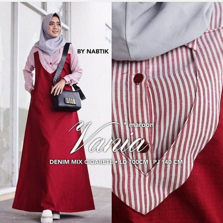 VANIA DRESS Bahan Katun Pakaina Wanita Gamis Panjang Terusan Gamis Wanita Dress Mulim Terbaru