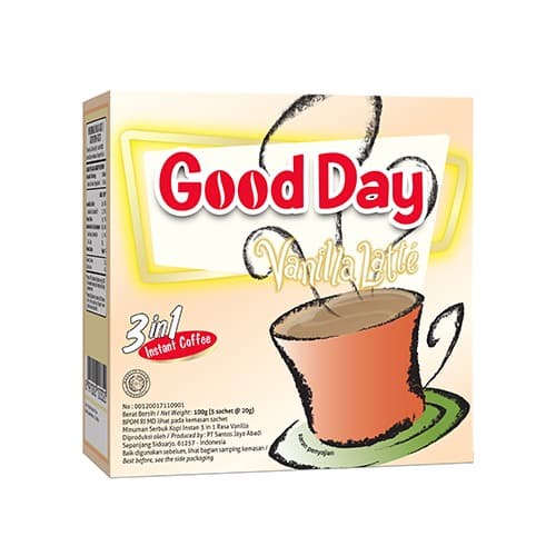 

ge01fgf Good Day Kopi Vanilla Latte Dus (5 Sachet@20 Gram) Ds20X11